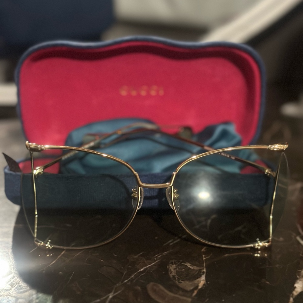 Gucci Gold Oversized Butterfly Glasses